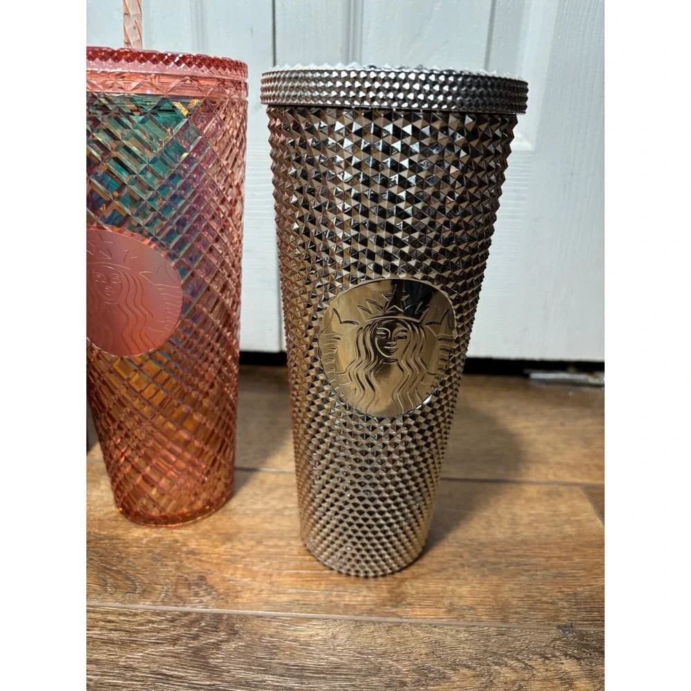 Starbucks Studded Tumbler Collection 4 Piece Set Pink Black Rose Gold Iridescent